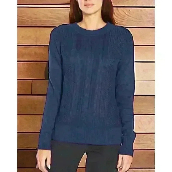 Banana Republic Cable Knit Cropped Side Zip Sweater Blue Size XS - Picture 1 of 10